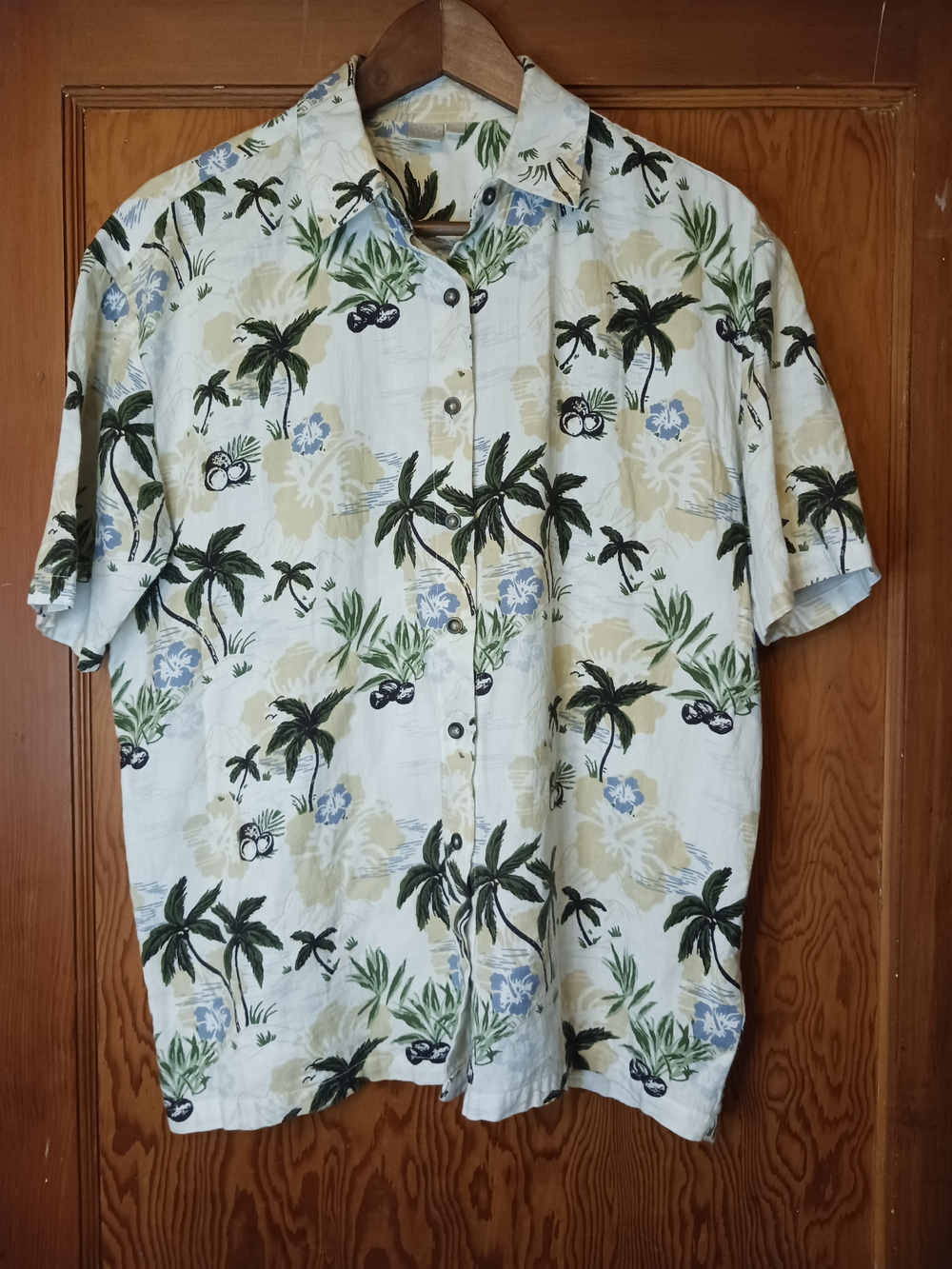 twik Light Blue Tropical Palm Print Button-Down Shirt